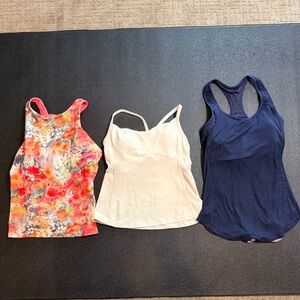 Athleta Floral, Cream, and Navy Tank Tops with Built in Bras